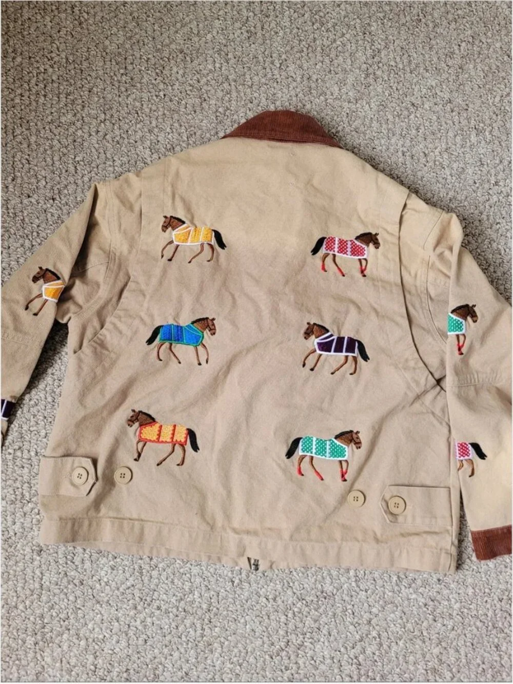Anthropologie Found Lariat Horse Graphic Embroidered Work Cotton Jacket size S - Picture 4 of 6
